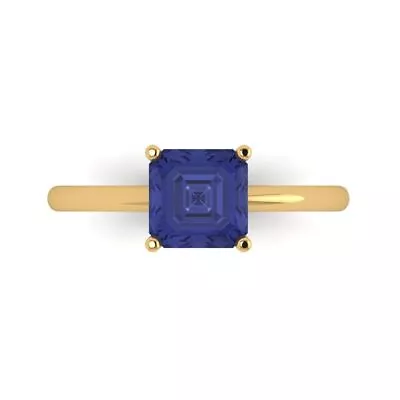 1.5 Ct Asscher Cut Tanzanite Stone Wedding Bridal Promise Ring 14k Yellow Gold • £235.93