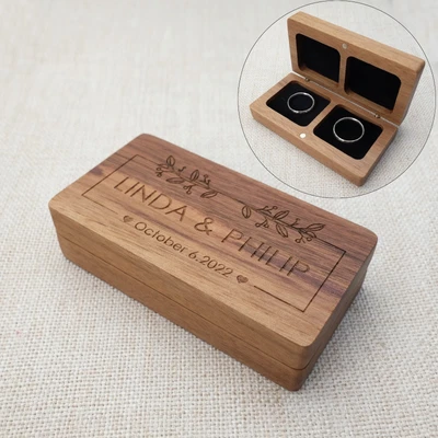 £15.11 • Buy Custom Wedding Rings Box Weddings Ring Holder Engraved Ring Bearer Pillow