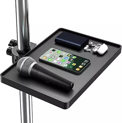 Universal Microphone Stand Tray Adjustable Mic Stand Tray Clamp On Utility Shel • $18.26