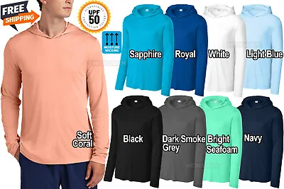 Mens Long Sleeve Hooded Fishing T-Shirt UPF 50 Boat Moisture Wicking Hoodie Tee • $18.99