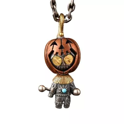 925 Sterling Silver Indian Pumpkin Voodoo Doll Necklace Pendant Gothic Charm • $33.19