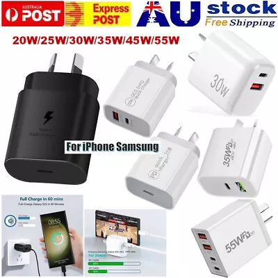 20-55W PD Fast Wall Charger Adapter Type C USB-C Cable For IPhone 14 Samsung S23 • $5.49