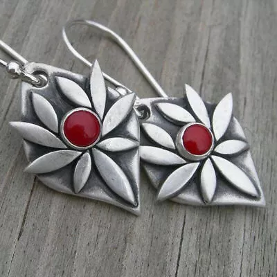 Vintage Women 925 Silver Flower Ear Hook Earrings Wedding Drop Dangle Jewelry • $2.65