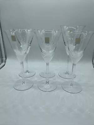 Sasaki Japan Crystal Wine Glasses With Frosted Swan Stem Set  Of 6 • $99.99