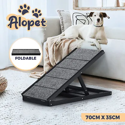 Alopet Dog Pet Ramp Adjustable Height Dogs Stairs Bed Sofa Car Foldable 70cm • $69.90
