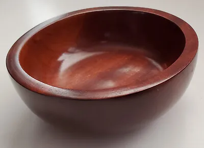 Vintage Round Wood Bowl Made In Haiti Mahogany Candy Nuts Trinket Decorative • $9