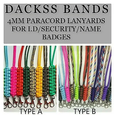 4mm Paracord Neck Lanyards Pop Barrel Fastener I.D Badges Schools Doctors Nurses • £5.79