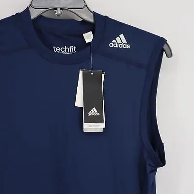 NWT Adidas Climalite Tech Fit Compression Base Layer Shirt Mens Size Large Navy • $31.17