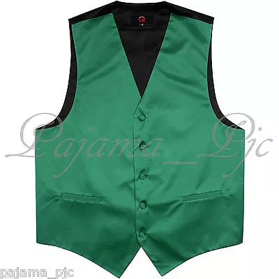 Emerald Green XS To 6XL Solid Tuxedo Suit Dress Vest Waistcoat Wedding Party • $21.36