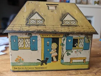 1930s Mabel Lucie Attwell Money Box Biscuit Tin Bicky House - William Crawford • £44.99