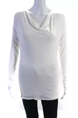 Majestic Paris Womens Long Sleeve Cowl Neck Jersey Top Blouse White Size 2 • $41.49