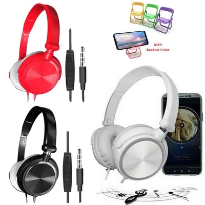 £6.41 • Buy 3.5mm Wired Headphones W/ Mic Noise Cancelling Over Ear Stereo Earphone DJ Bass
