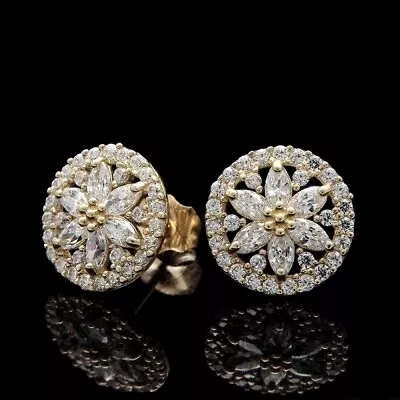 3Ct Marquise Cut Lab-Created Women Cluster Stud Earrings 14K Yellow Gold Plated • $109.99