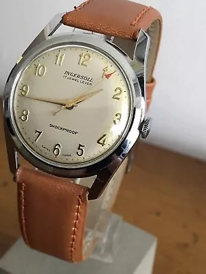 Vintage 1960s Ingersoll 17 Jewels Swiss Made 32mm Mechanical Gents Wrist Watch • £35