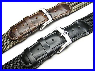 20mm Nylon & Leather Watch Band Strap Suits Wenger Swiss Army Victorinox Watch • $18