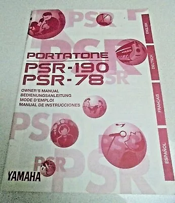 PSR 190 PSR 78 Yamaha Portatone Owners Manual Instruction Manual Music Book • $39