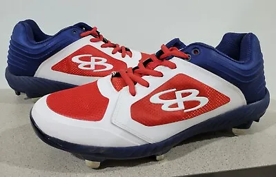 Boombah Baseball Softball Metal Cleats Red Blue Mens Size 9.5 • $35.99