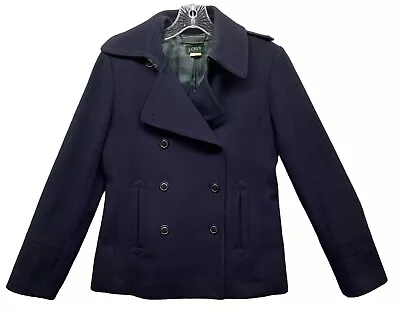 J. Crew 100% Wool Pea Coat Double Breasted Women's Size Small Navy -EXCELLENT • $48.99