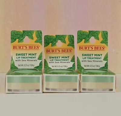 3X Burt's Bees Sweet Mint Lip Treatment With Sea Minerals Net Wt. 0.25 Oz. New • $14.99