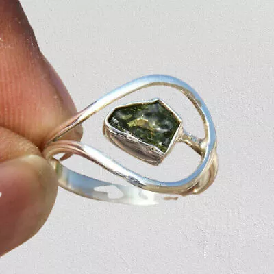 925 Solid Sterling Silver Ring Moldavite Gemstone Handmade Ring Ethnic Gift • $19.61