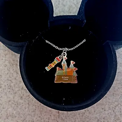 RARE Mickey Mouse Box With Cinderalla Castle Necklace Disneyana Disney Black VTG • $45