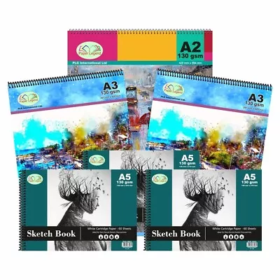 (Set Of 6) A2 A3 & A5 Spiral Sketch Pads 130gsm White Paper Sketching Artist • £18.69