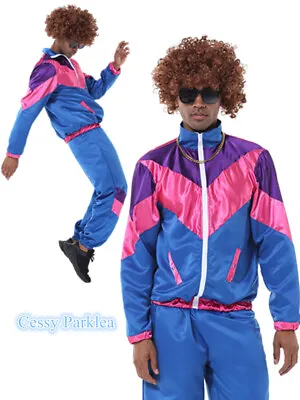 Z-B1-1 Mens 80s 90s Sweat Tracksuit Costume Shell Suit Retro Outfit • $29.95
