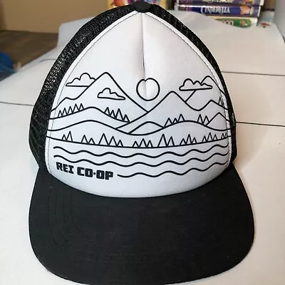 REI Co Op Trucker Hat Mens OS Adjustable Black White Cap Mesh Boco Gear • $19.99