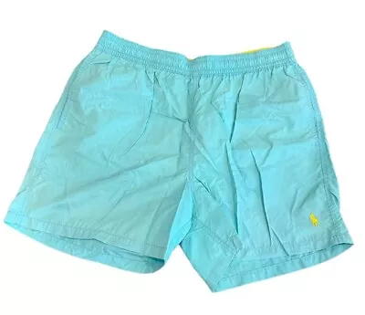 Polo Ralph Lauren Teal Yellow Swim Trunks Sz Large 100% Nylon • $25