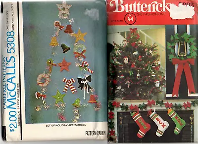 2 VTG Christmas Decor Sewing Patterns Butterick 5093 & McCalls 5308 UNCUT • $6