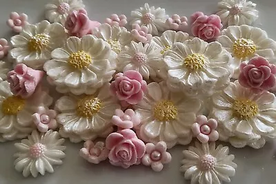 35 Spring  Edible Fondant Flowers Sugar Paste Various Styles Toppers Cake Decor • £6.25