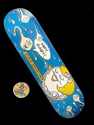 RARE World Industries “Hey Baby” Skateboard Deck Flame Boy Wet Willy Vintage 7.9 • $147.19