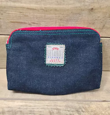 Vtg Retro Gitano Express Aged Denim Logo Coin Small Purse Pouch Makeup Bag 4x7  • $12.95