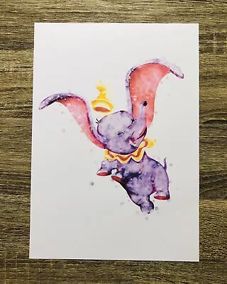 Disney Dumbo Elephant Baby Circus Picture Print Wall Art Watercolour Size A4 • $8