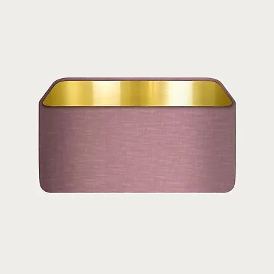 £32.50 • Buy Lampshade Mauve Textured 100% Linen Brushed Gold Rounded Rectangle Light Shade