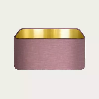 Lampshade Mauve Textured 100% Linen Brushed Gold Rounded Rectangle Light Shade • £33.50