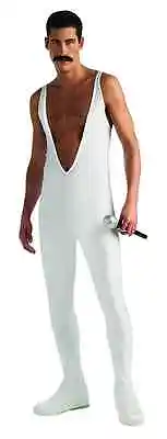$39.99 • Buy Freddie Mercury Costume Queen Rock Band White Jumpsuit Rockstar Rock N Roll