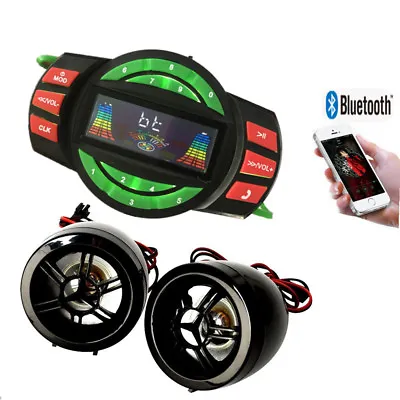 Motorcycle Bluetooth Wireless Speakers Audio System Stereo USB SD Radio ATV UTV • $39.99