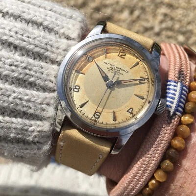 £53 • Buy Superb Vintage 1950's Record Geneve Calatrava Two Tone Dial 17J Cal 022-18 Watch