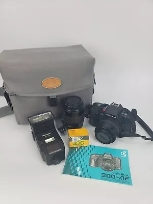 Vintage Yashica 200 AF Camera 2 Lens Flash Bag SIGMA Promaster Spectrum Untested • $15.96