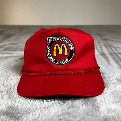 Vintage McDonalds Racing Hat Cap Red Snapback Rope Trucker Nascar 90s • $19.95