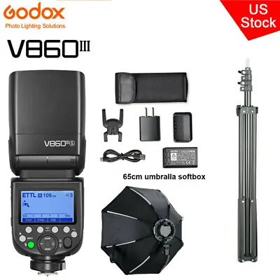 $238.50 • Buy US Godox V860III-S 2.4G TTL Flash Speedlite For Sony+65cm Umbralla Softbox Stand