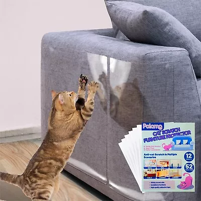 Cat Scratch Furniture Protector-12 Pack Clear Adhesive Couch Protector W/ Clips • $10.95