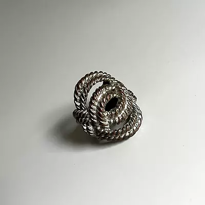 Vintage Copper Knot Ring Chunky Silver Metal Size 6.5 Jewelry Estate Nautical • $16.99