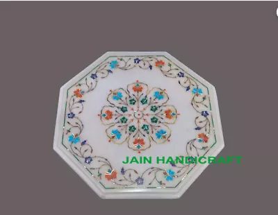 18  White Marble Table Top Coffee Center Inlay Green Malachite Home Decor Nr • $487