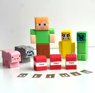 Minecraft Cake Topper Edible Birthday Fondant Decoration Kids Present  - 8Pcs • £14.99