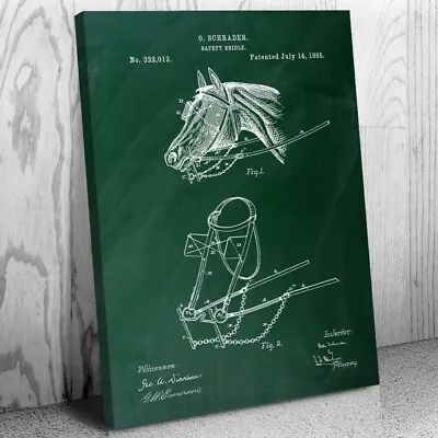 Horse Blinders Patent Canvas Print Horse Gifts Farmhouse Decor Equestrian Gifts • $84.95