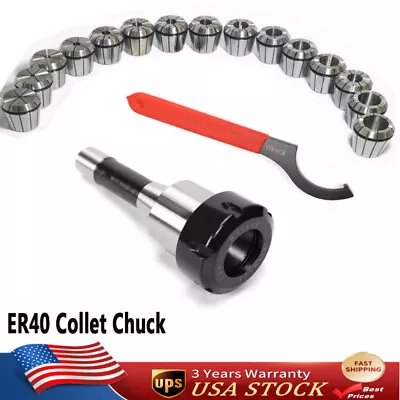 R8 Shank ER40 Collet Chuck W/15Pcs Collets Set 1/8-1  For CNC Milling Machine US • $67