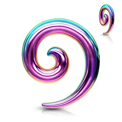 £3.49 • Buy Rainbow Colour Spiral Taper Expander Ear Stretcher Earring Titanium Anodised