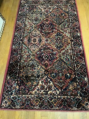 A Rare Vintage Find KARASTAN Wool Rug USA Made Red Sarouk 2'10x5 Mint Cond • $369